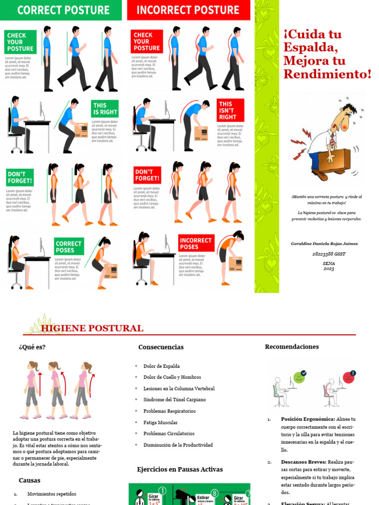 Folleto sobre Higiene Postural | PDF | Factores humanos y ergonomía ...