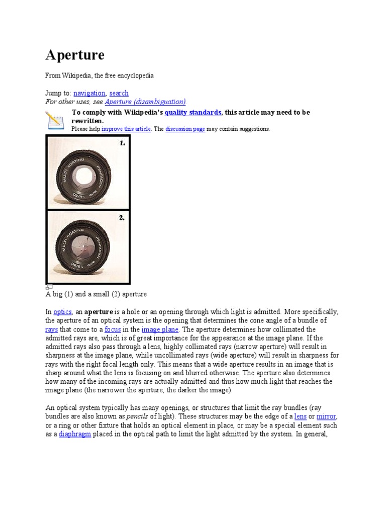 Understanding Aperture in Optics | PDF | Aperture | Camera Lens