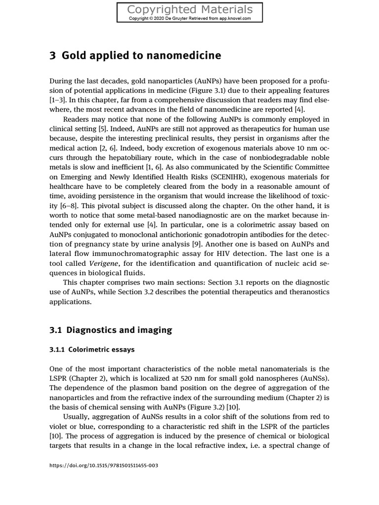 Gold Nanoparticles in Nanomedicine | PDF | Raman Spectroscopy | Medical ...