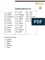 Lista de Spelling Bee - Ciclo Escolar 2023 - 2024