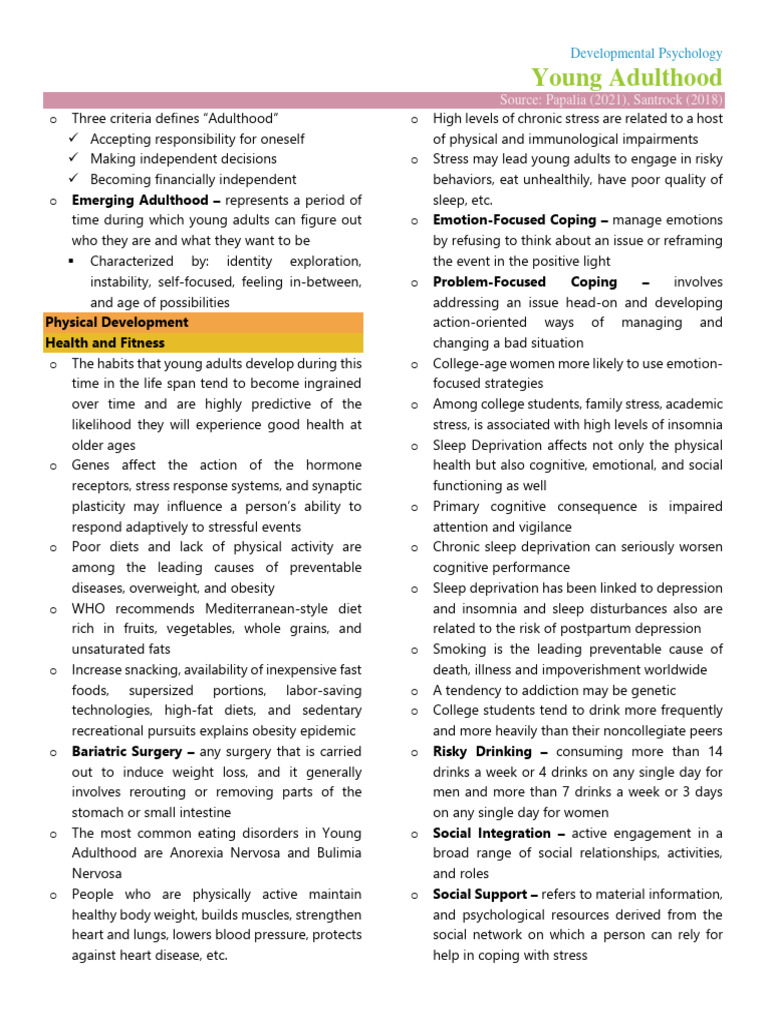 Young Adulthood: Developmental Insights | PDF | Intimate Relationships ...