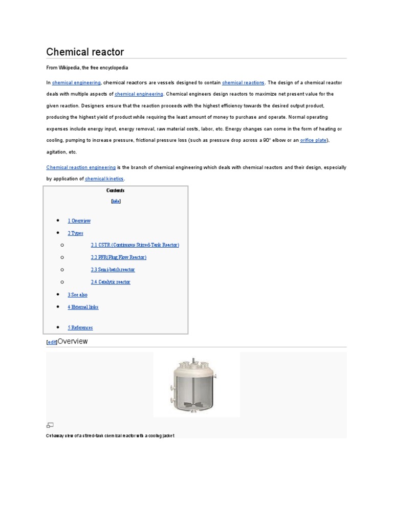 Chemical Reactor Design Overview | PDF | Chemical Reactor | Chemical ...