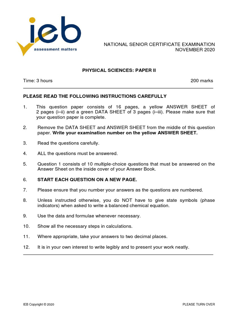Physical Sciences: Paper Ii: Please Turn Over | PDF | Electrode ...