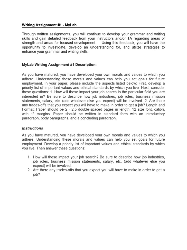 Writing Assignment 1 Instructions and Rubric | PDF | Grammar | Rubric ...
