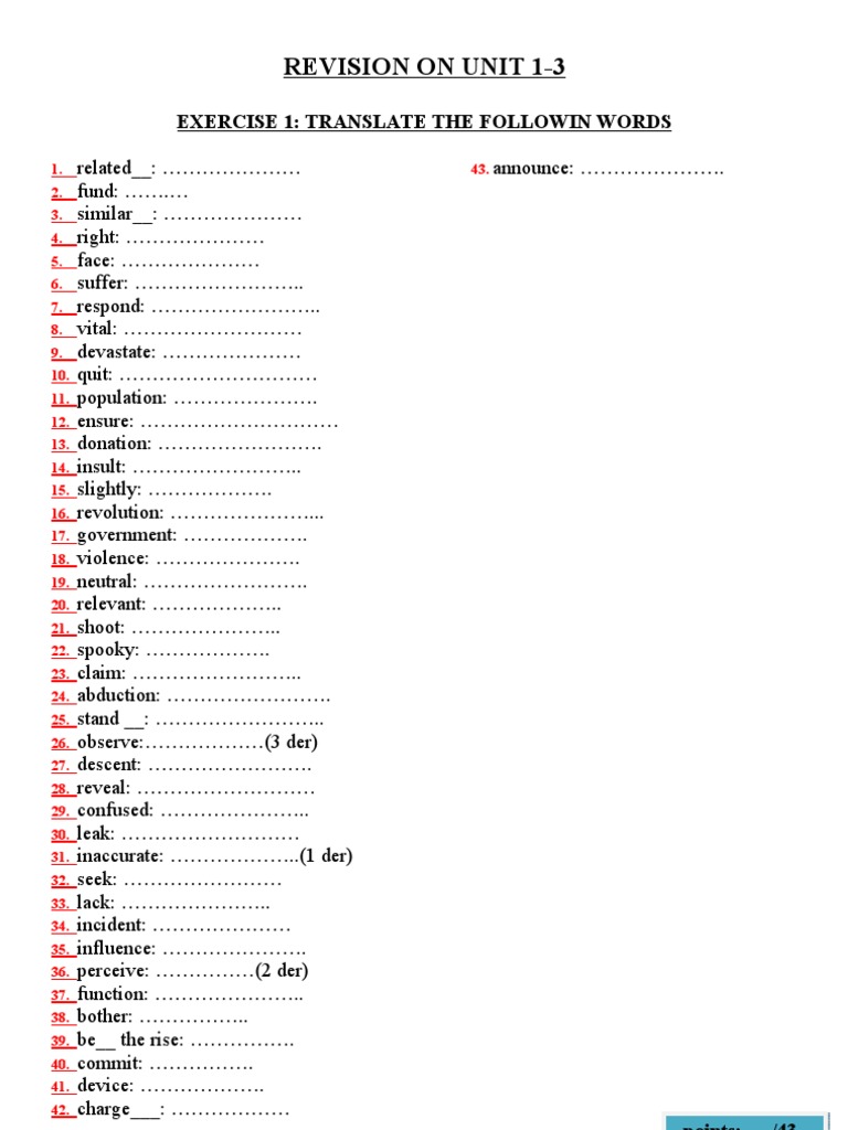 Unit 1-3 Language Exercises Guide | PDF | Games & Activities