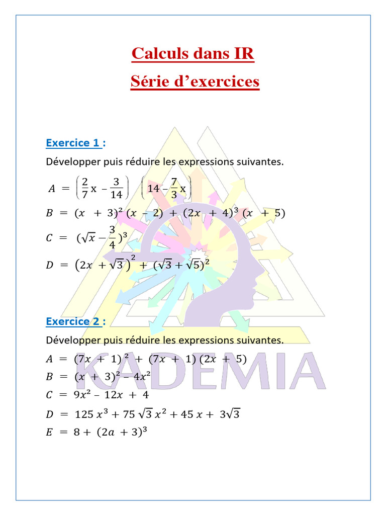 Exercices de calcul dans R corrigés | PDF | Mathématiques | Géométrie