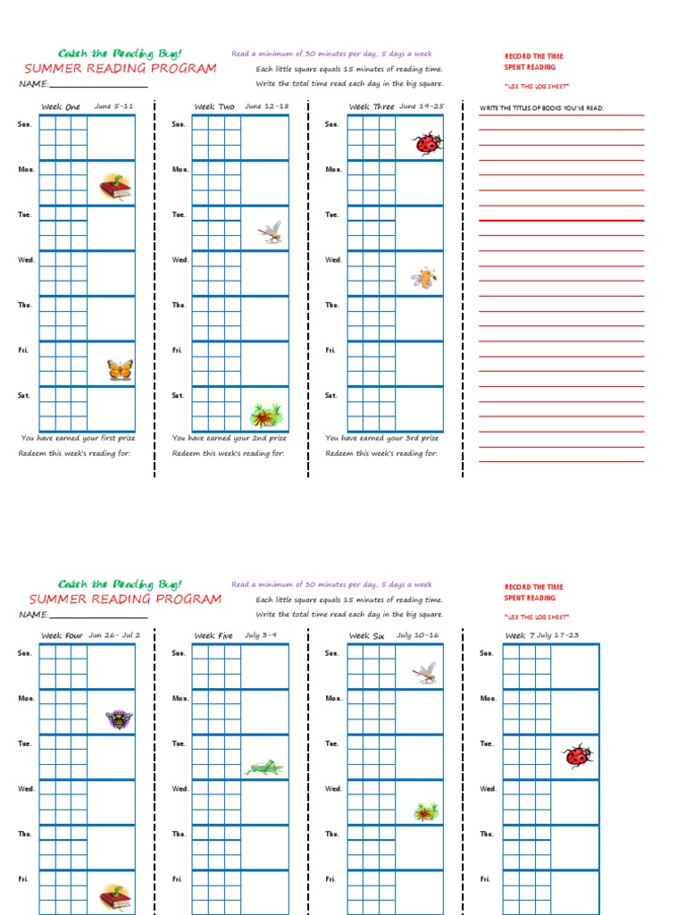 Summer Reading Log and Rewards | PDF