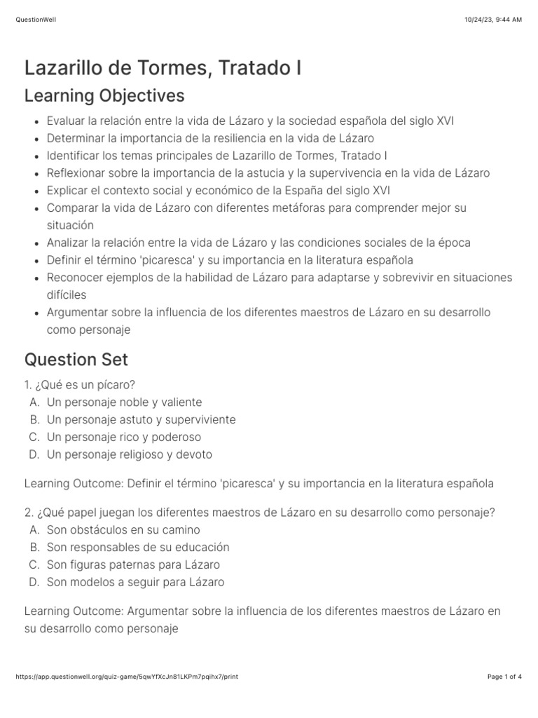 lazarillo de tormes tratado 1 resumen