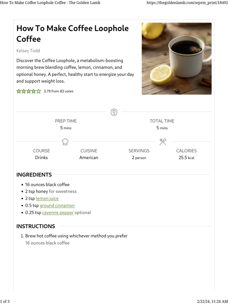 Diagram showing coffee loophole ingredients