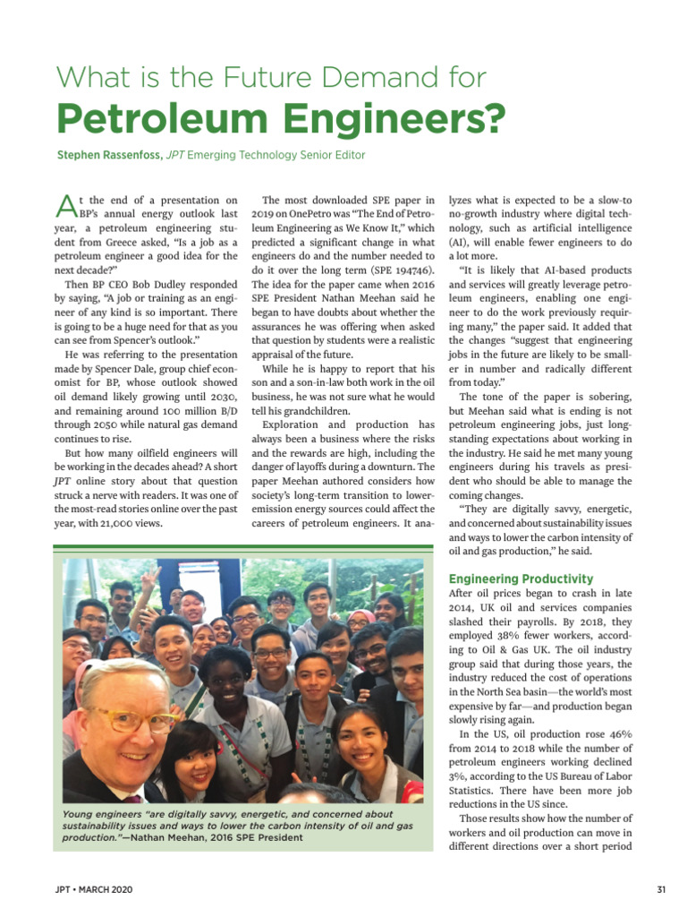 IS THERE A DEMAND FOR PETROLEUM ENGINEERS IN THE FUTURE intelligence overview