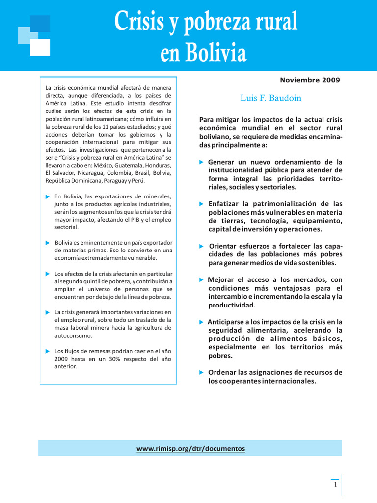 Impacto de la Crisis en Pobreza Rural Bolivia | PDF | Bolivia | Pobreza