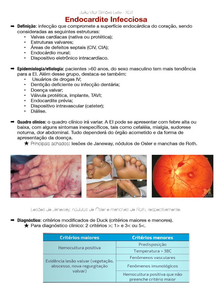 Manifestações da Endocardite Infecciosa | PDF