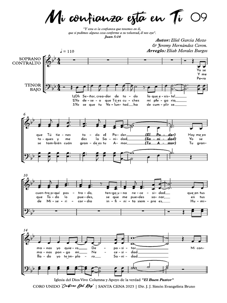 Mi Confianza Está en Ti CDR SC 2023 Partitura PDF