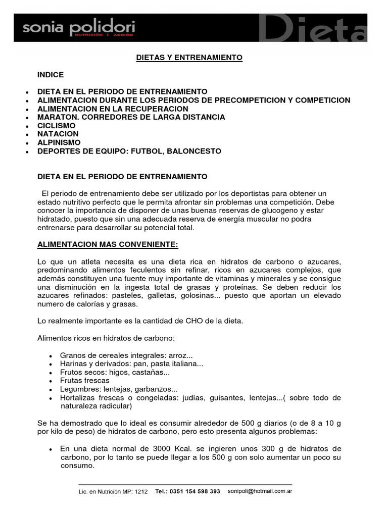 Dieta para Maratón de 42 km | PDF | Dieta | Alimentos