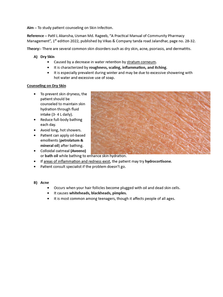 Counseling On Skin Infection | PDF | Dermatitis | Topical Medication