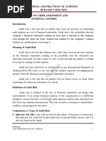 Unit 2 Risk Assessment and Internal Control