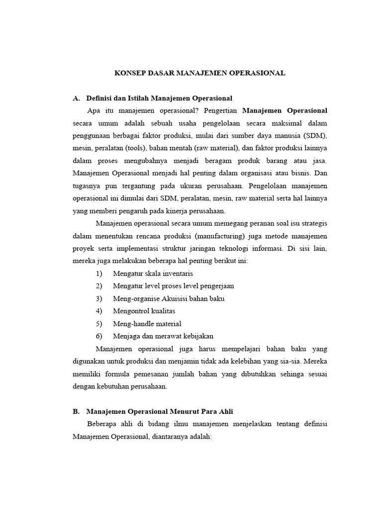 Pertemuan 2 Konsep Dasar Manajemen Operasional Pdf