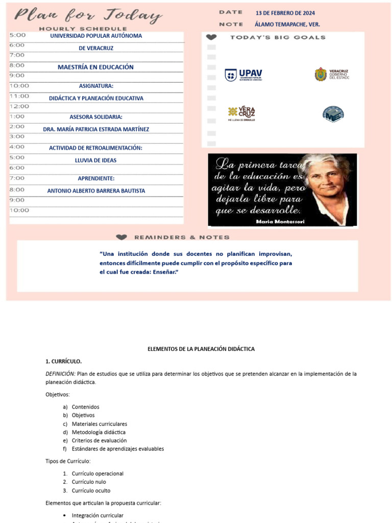 Elementos de La Planeación Didáctica | PDF | Plan de estudios | Evaluación