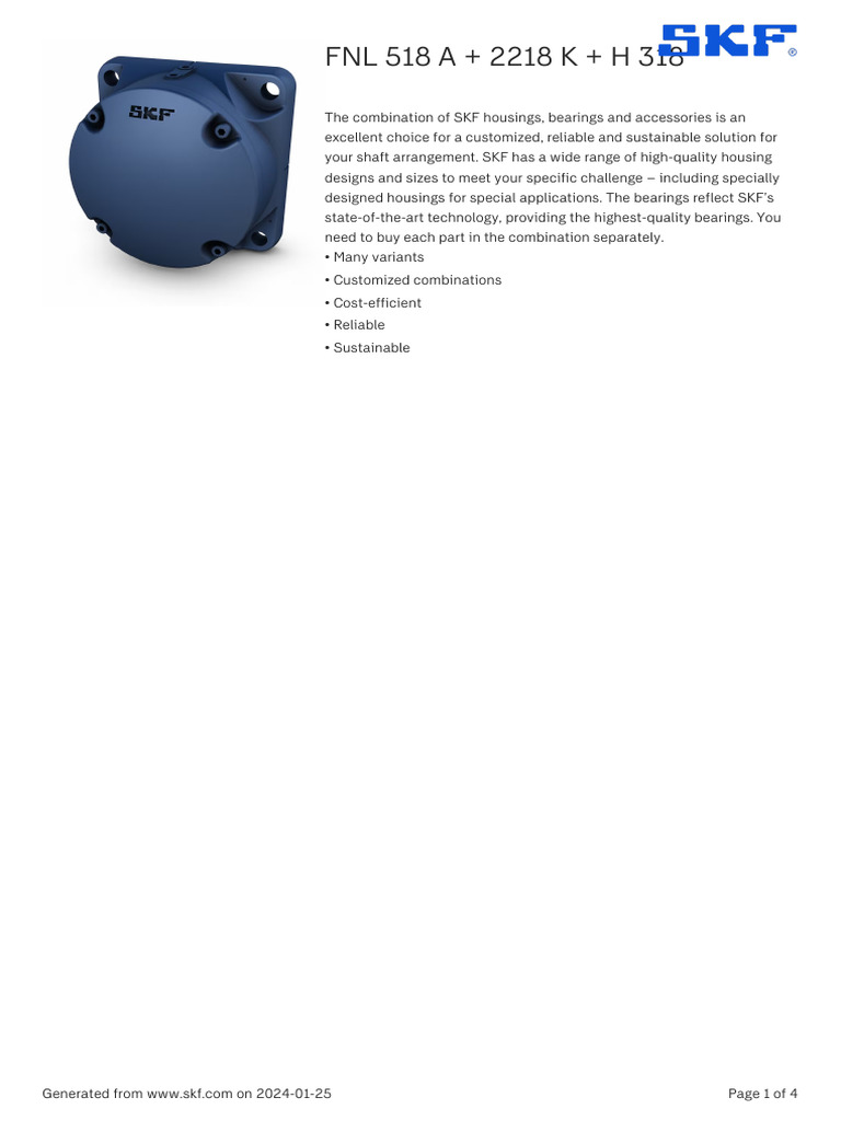 SKF FNL 518 A + 2218 K + H 318 Specification | PDF | License | Websites
