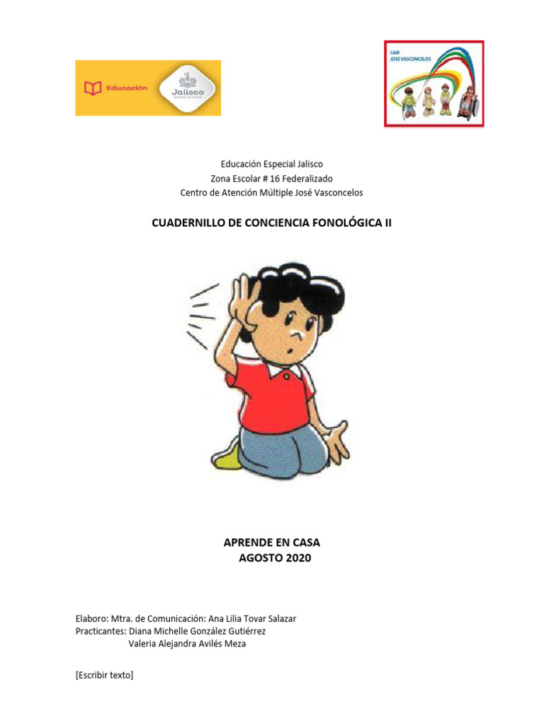 Conciencia Fonologica 2 Ana Lilia Tovar Salazar Cam Jose Vasconcelos ...