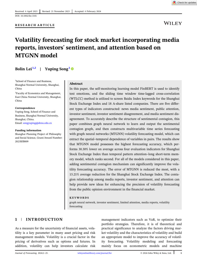 Quantum Emotion in Stock Volatility | PDF | Forecasting | Volatility ...