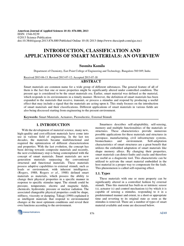 Overview of Smart Materials and Applications | PDF | Shape Memory Alloy ...