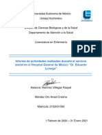 Informe de Actividades Realizadas Durante El Servicio Social en El Hospital General de México "Dr. Eduardo Liceaga"