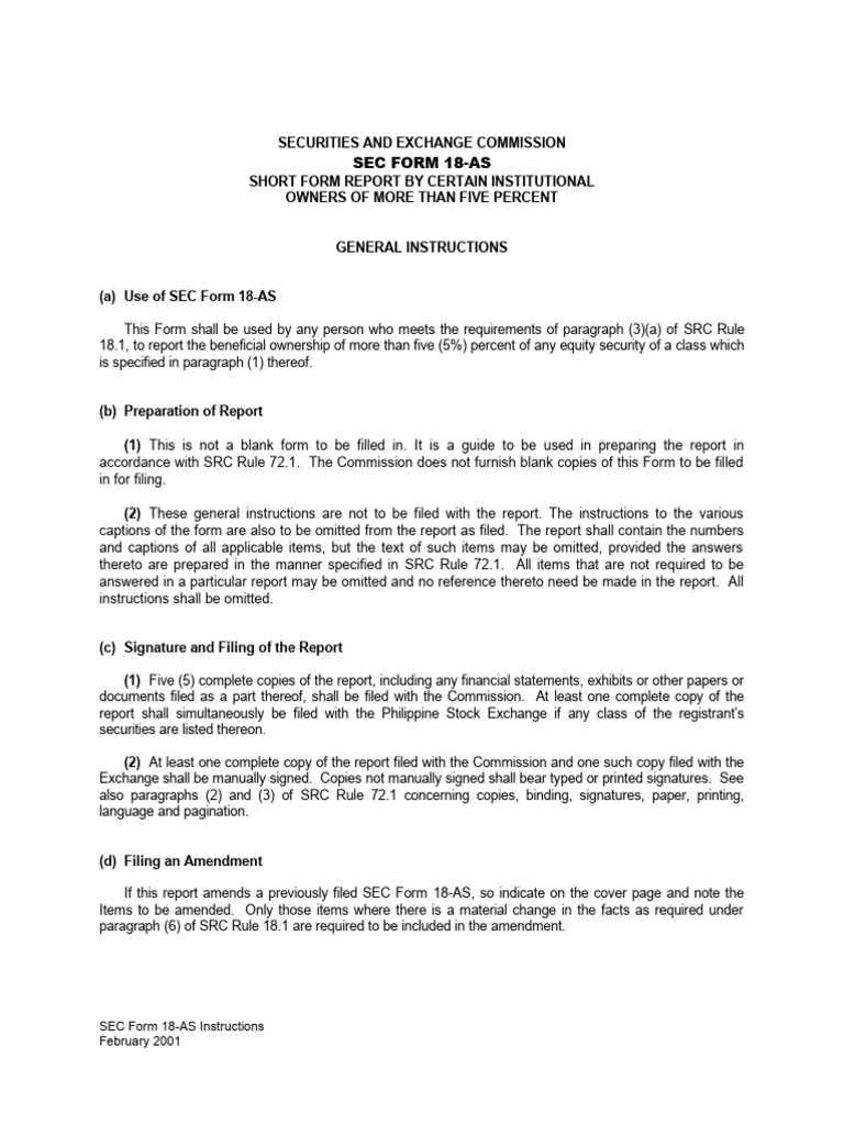 SEC Form 18-AS Instructions | PDF | Securities (Finance) | U.S ...