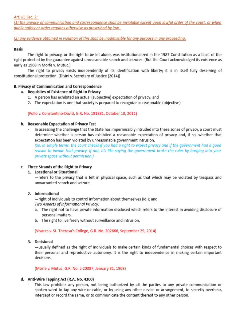 Notes-Privacy and Liberty of Abode, Travel | PDF | Privacy | Detention ...