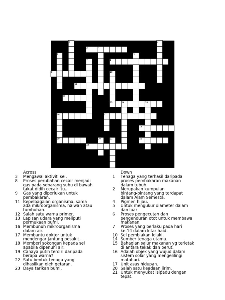 New Crossword Puzzle Sains T2 PDF New Crossword Puzzle Sains T2 PDF