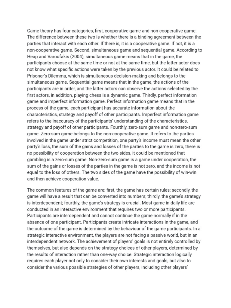 Understanding Game Theory Categories | PDF | Game Theory | Mathematical ...
