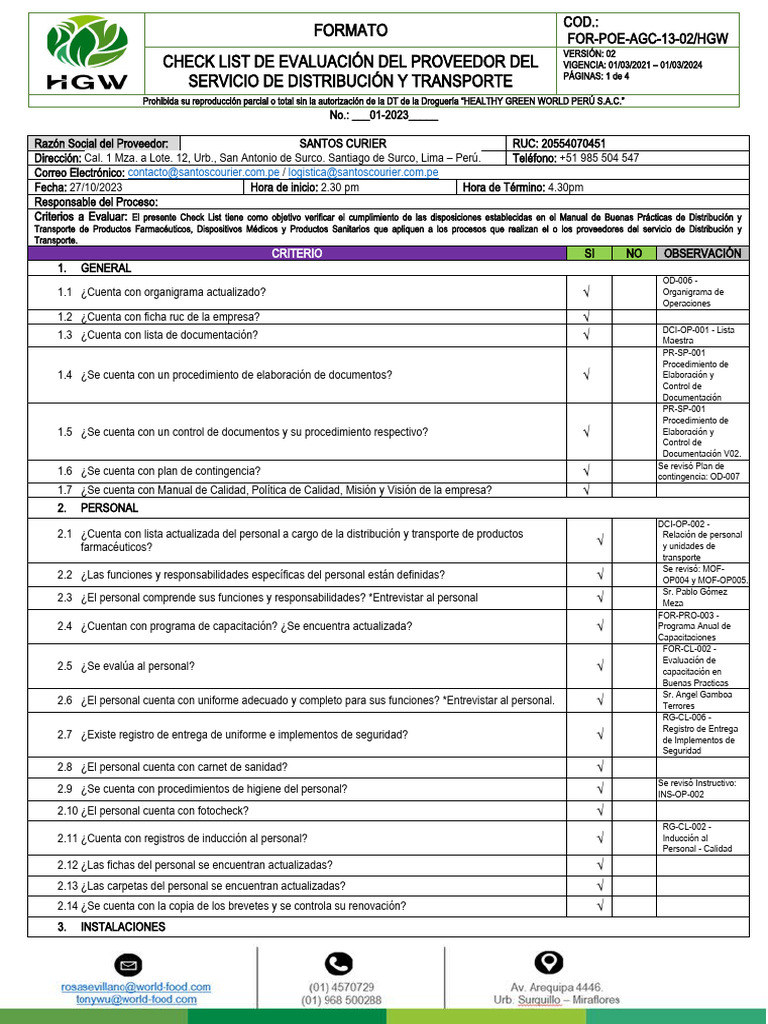 Checklist de Buenas Prácticas Logísticas | PDF | Medicina