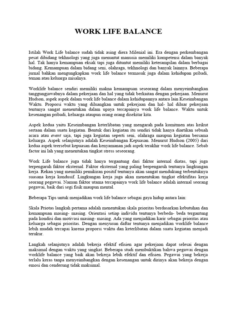 Work Life Balance | PDF