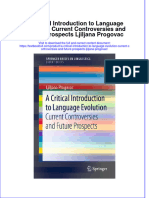 Textbook A Critical Introduction To Language Evolution Current Controversies and Future Prospects Ljiljana Progovac Ebook All Chapter PDF