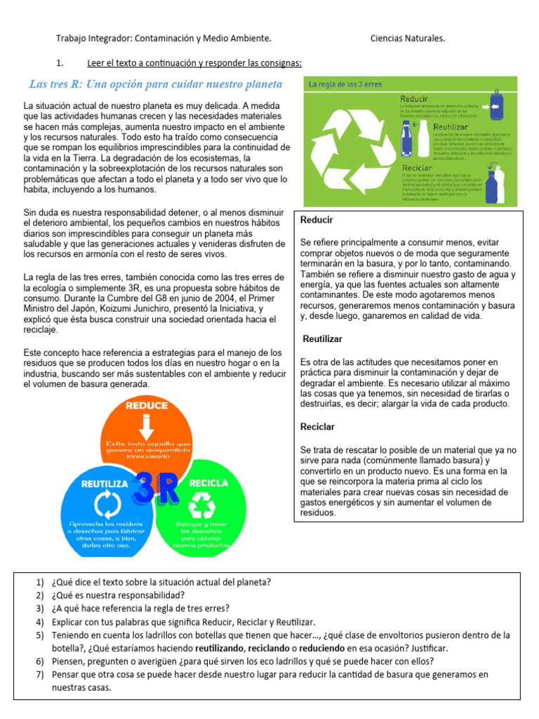 Acciones para Cuidar el Medio Ambiente | PDF | Residuos | Contaminación
