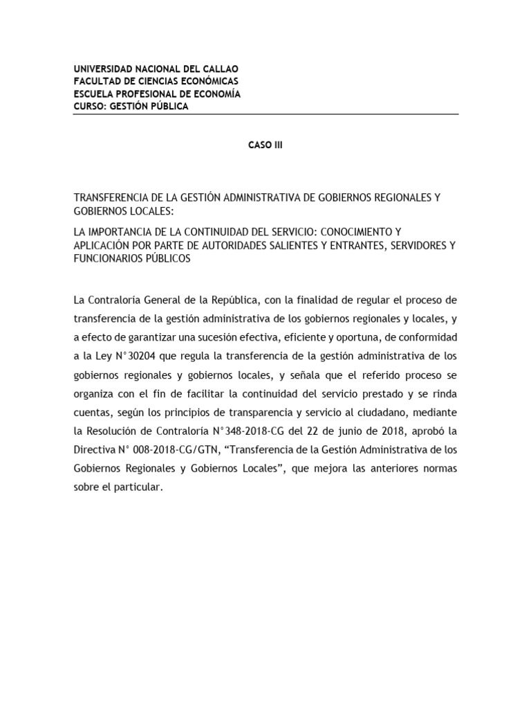 Transferencia de Gestión Administrativa Pública | PDF