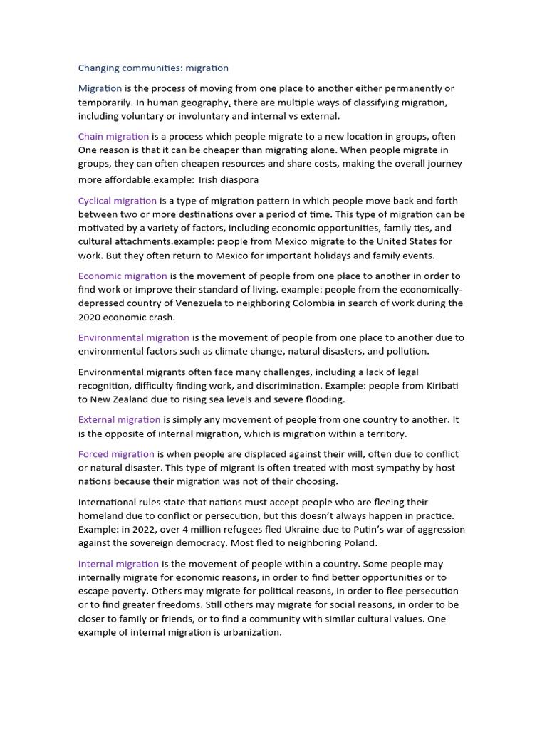 Understanding Migration Types and Impacts | PDF | Human Migration ...