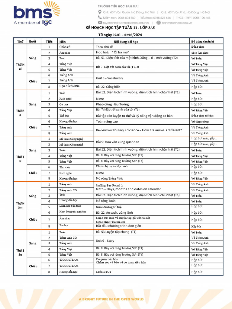 KHHT 3a5 - Tuần 22 | PDF