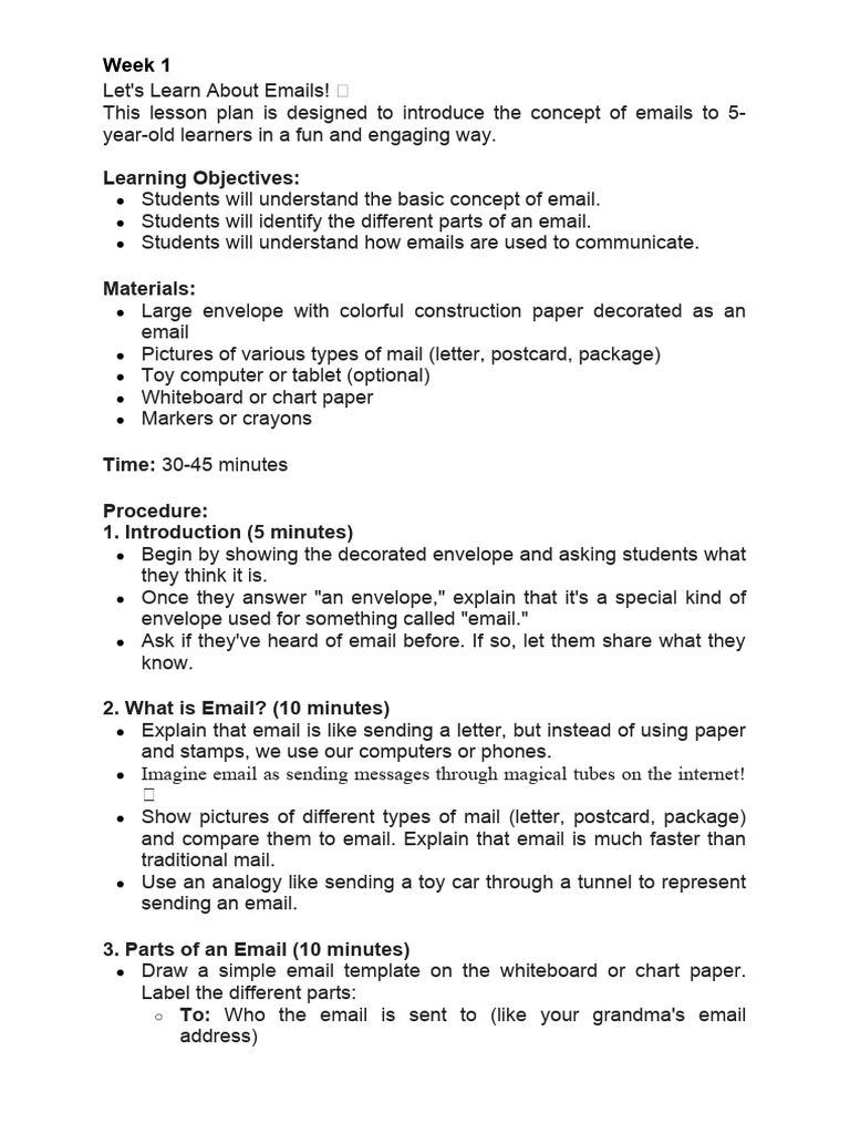Fun Email Lessons for Kids | PDF | Communication | Learning