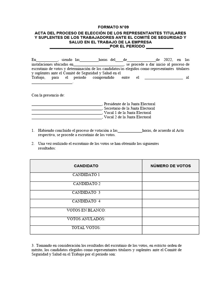 Anexo 09 Acta de Proceso de Elección | PDF | Documento de identidad ...