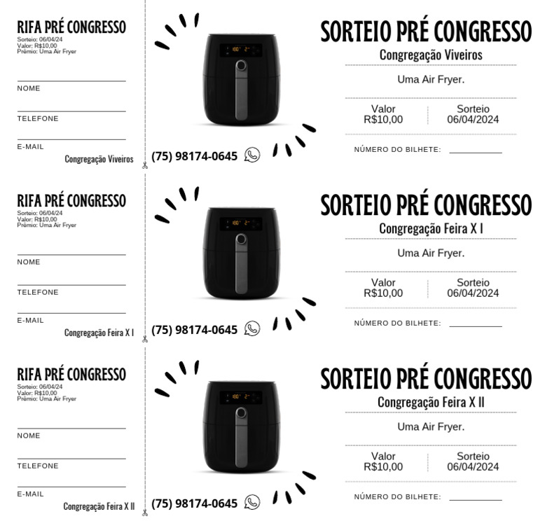 Cópia de Ingresso bilhete rifa moderno preto e branco | PDF
