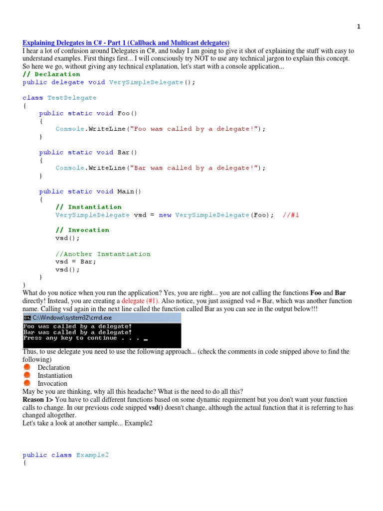 Explaining Delegates in C | PDF | Callback (Computer Programming ...