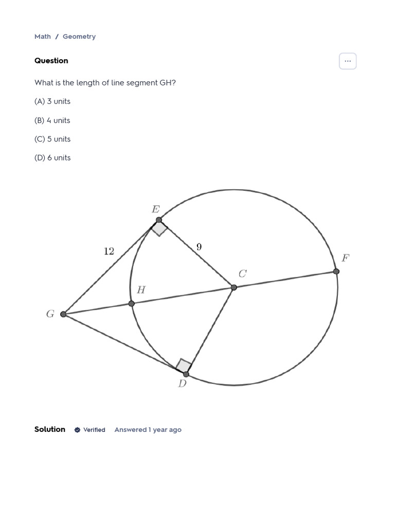 What is the Length of Line Segment GH_ (a) 3 Units (B) 4 u _ Quizlet PDF Mathematical