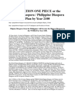 OPERATION ONE PIECE or The Filipino Diaspora / Philippine Diaspora Plan by Year 2100 Short Essay