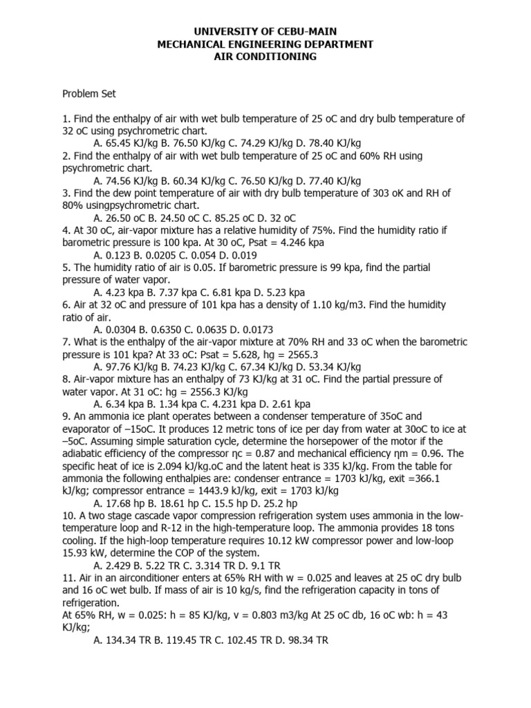 Air conditioning problem set download free pdf humidity continuum
