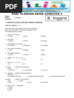 Soal UAS Bahasa Inggris Kelas 1 SD Semester 2 Dan Kunci Jawaban