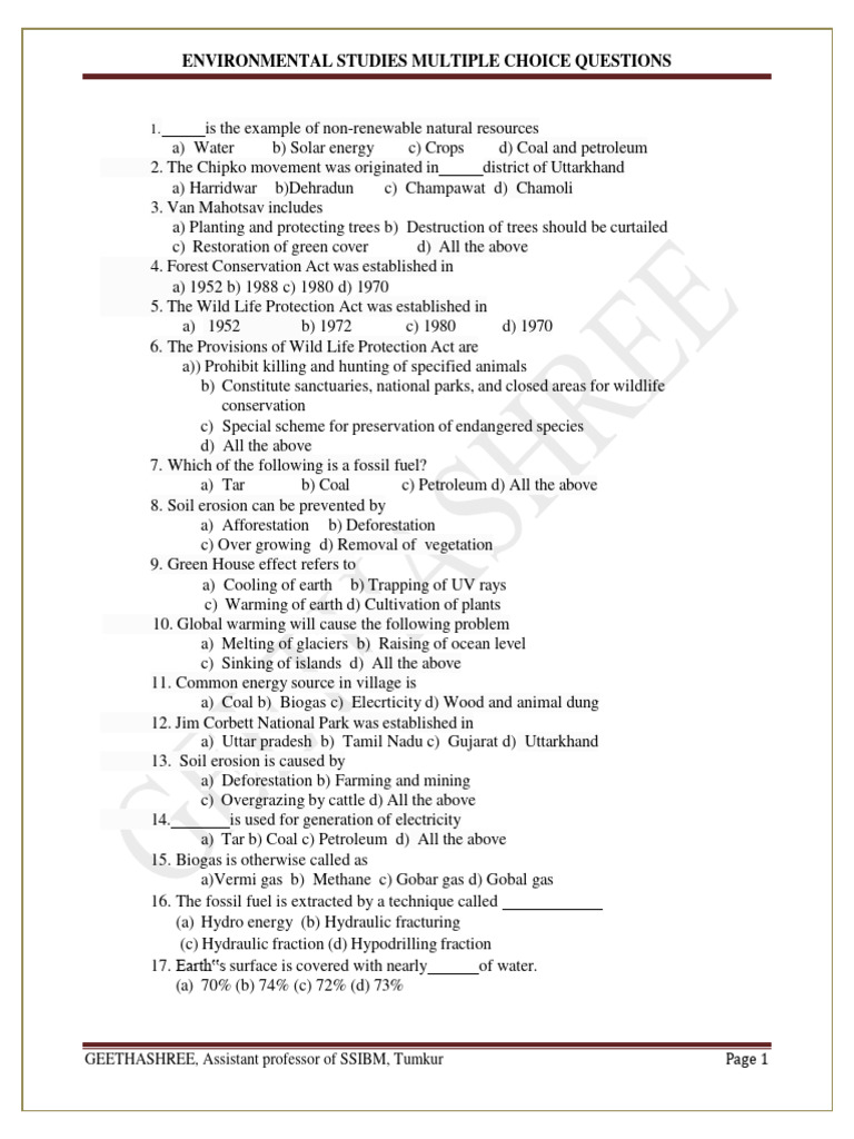 Evs mcq final geethashree pdf particulates ecosystem