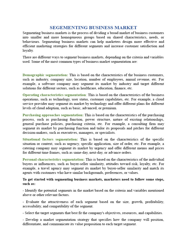 Segementing Business Market | PDF | Market Segmentation | Marketing