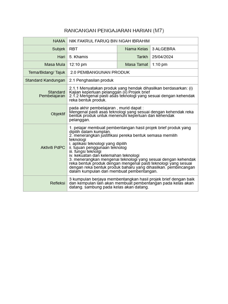RBT: Pembangunan Produk Kelas 3 | PDF | Seni