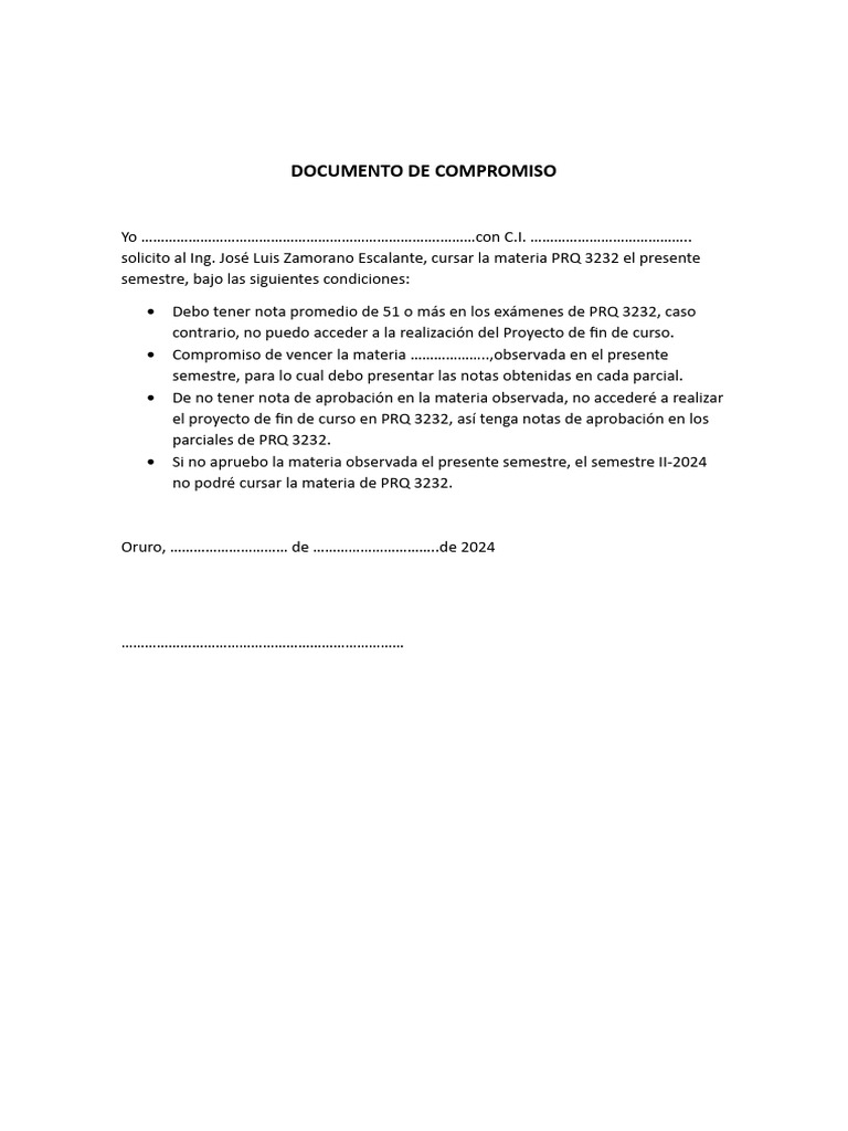 Documento de Compromiso | PDF